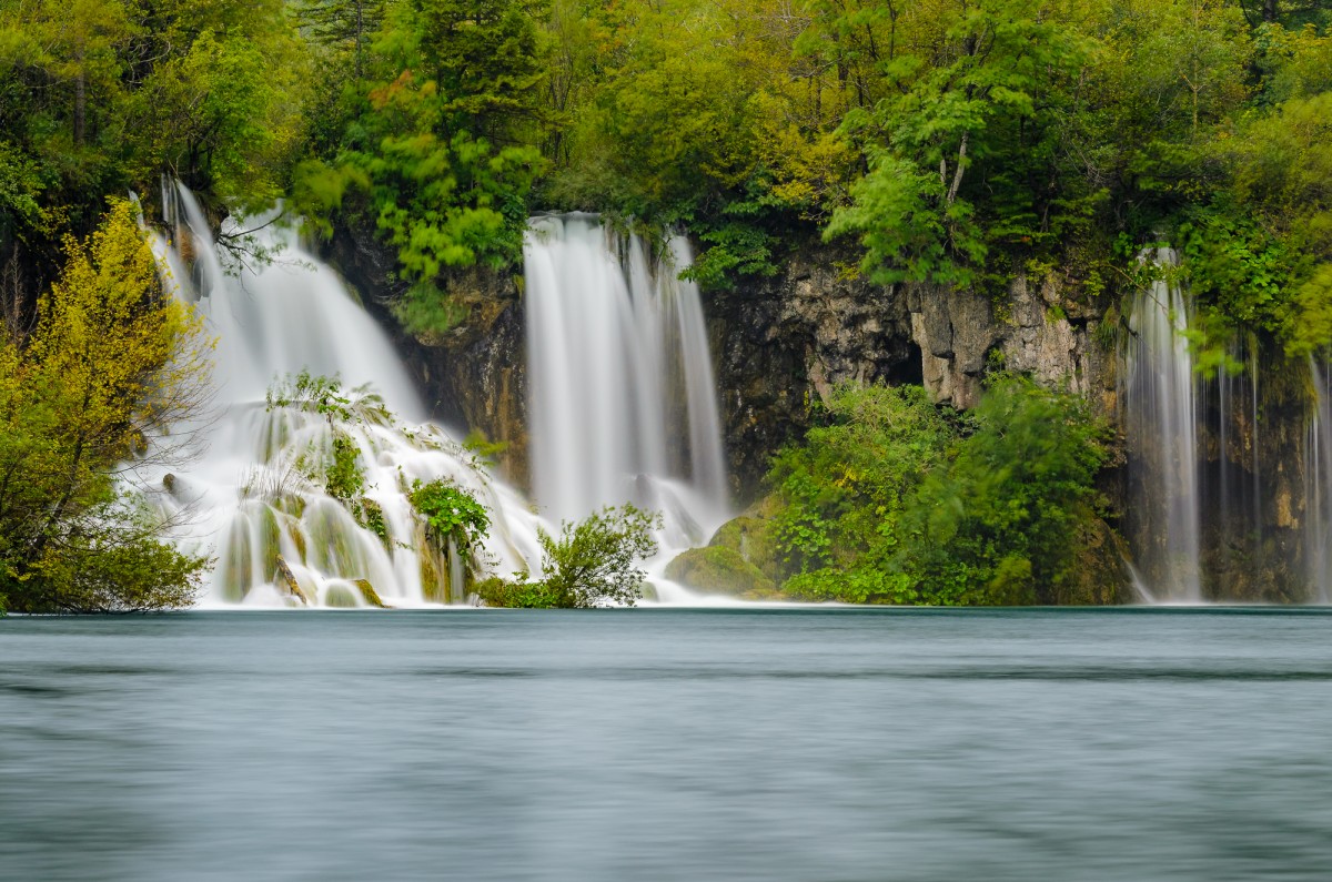 Waterfalls coming out of the forest - Plitvice NP, Croatia