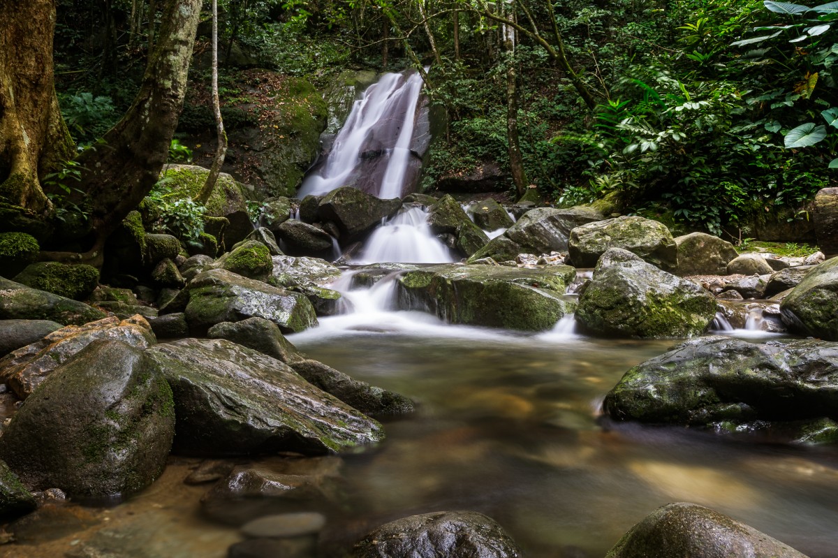 Waterfall in the Bornean rainforest