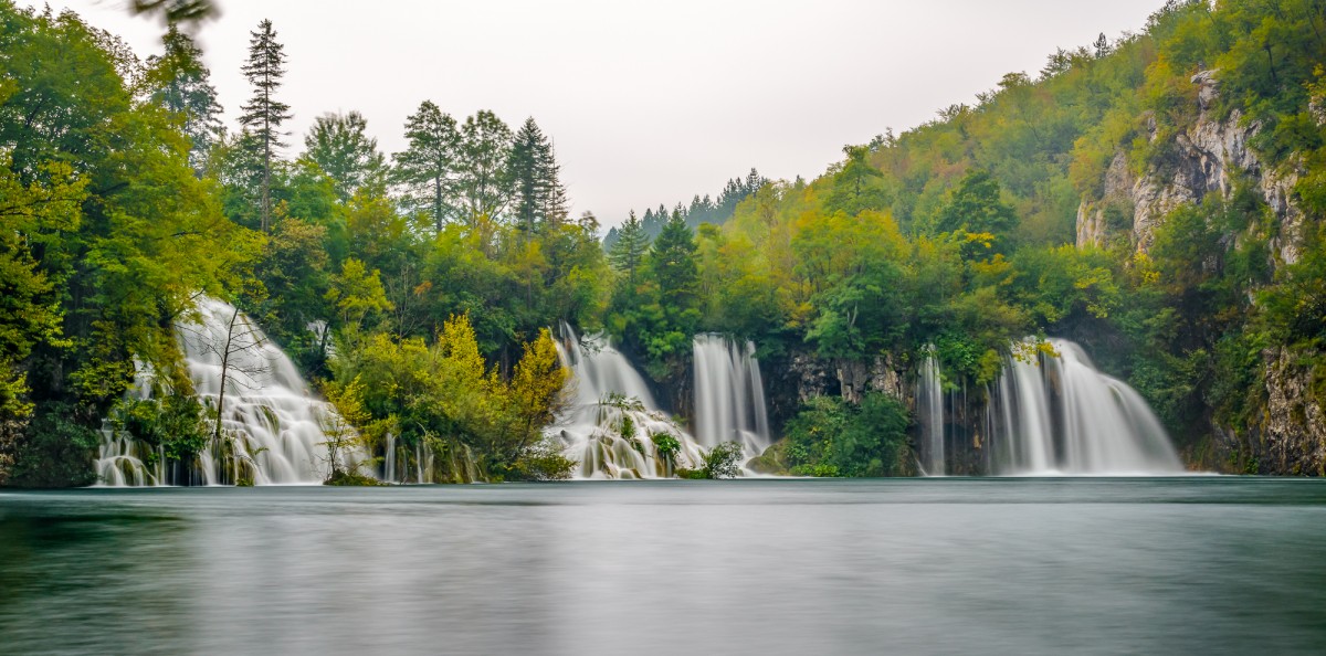 Waterfalls ending in a lake - Plitvice, Croatia